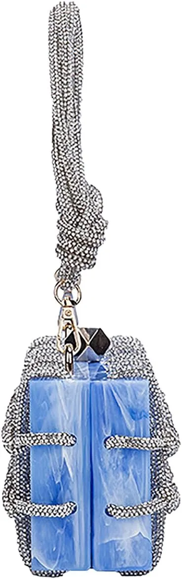 DJBM Clear Acrylic Clutch Sparkle Rhinestone Evening Bag Glitter Crystal-Embellished Rope Knot Handbag Purse for Party Prom