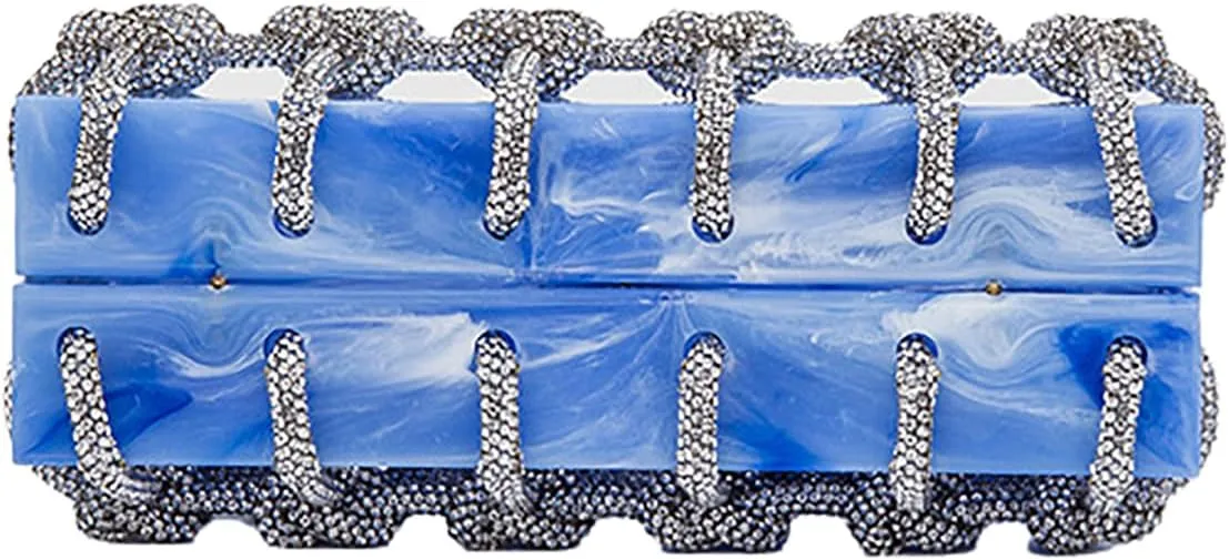 DJBM Clear Acrylic Clutch Sparkle Rhinestone Evening Bag Glitter Crystal-Embellished Rope Knot Handbag Purse for Party Prom