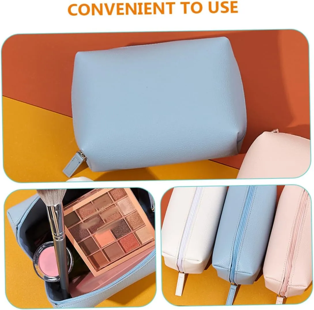 DOITOOL 2pcs Cosmetic Bag Storage Bag Water Proof Travel Accessories Girl Pu, Sky-bluex3pcs, 15x10cmx3pcs