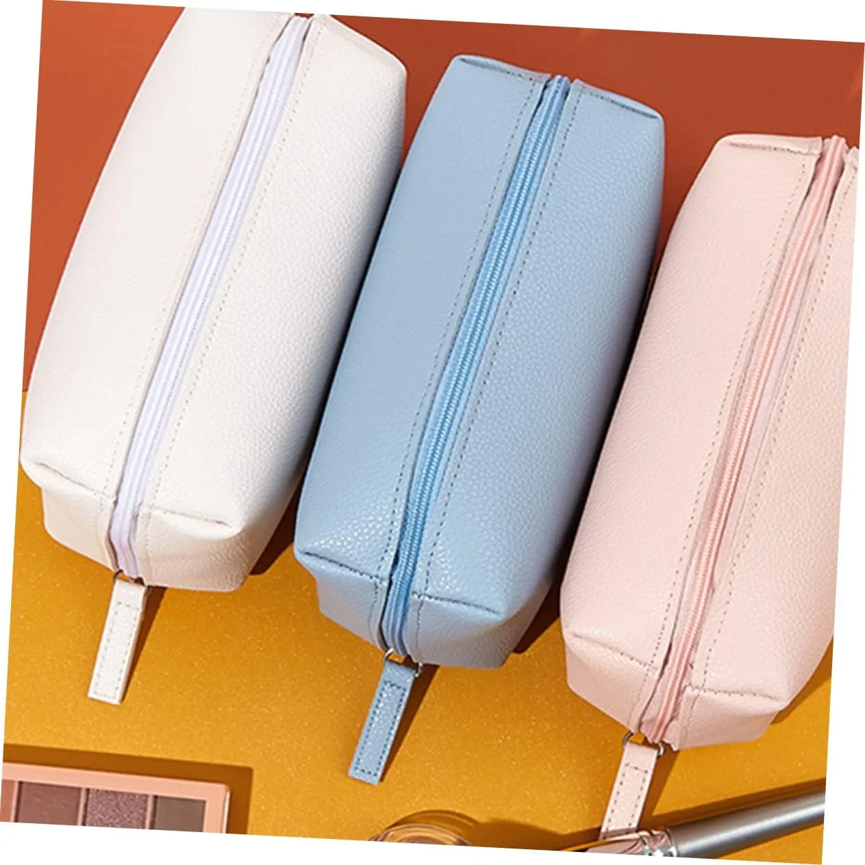 DOITOOL 2pcs Cosmetic Bag Storage Bag Water Proof Travel Accessories Girl Pu, Sky-bluex3pcs, 15x10cmx3pcs