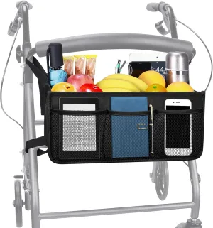Dotday Rollator Basket with Cup Holder, Easy to Use Rollator Accessories Folding Storage Bag, Never Tipping Over