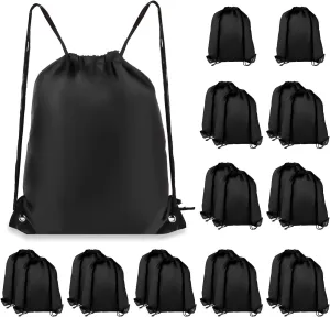 Drawstring Backpack 20Pcs Drawstring Bags, Draw String Back Bag Drawstring Bags Bulk for Sports, Gym, Travel, Swimming, Beach (Black)
