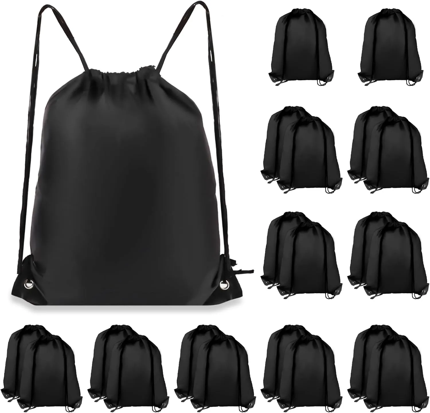 Drawstring Backpack 20Pcs Drawstring Bags, Draw String Back Bag Drawstring Bags Bulk for Sports, Gym, Travel, Swimming, Beach (Black)