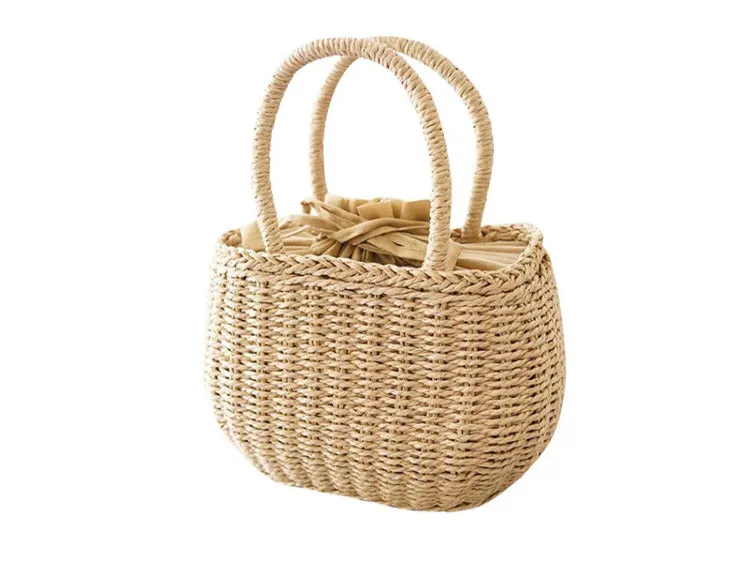 Drawstring Rattan Purse