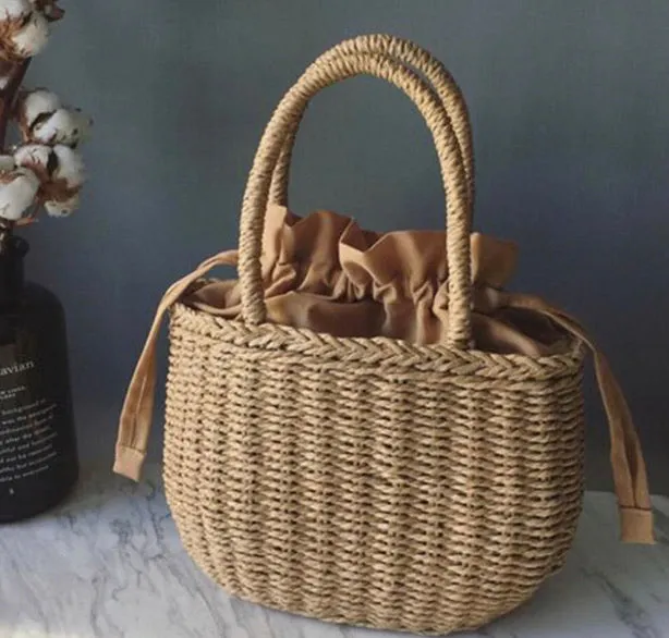 Drawstring Rattan Purse