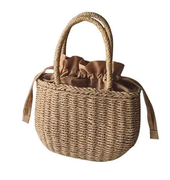 Drawstring Rattan Purse