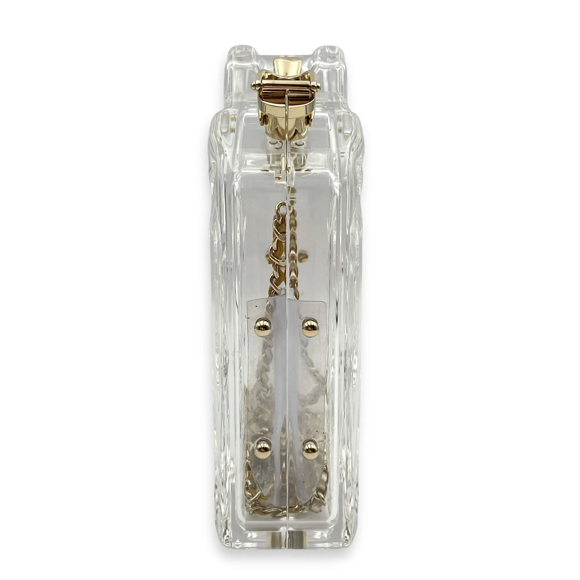 Dubai By Night Jerry Can Evening Bag 12.5x17/13x5cm Crossbody Bag in Plexiglass, lambskin strap, Gold hardware