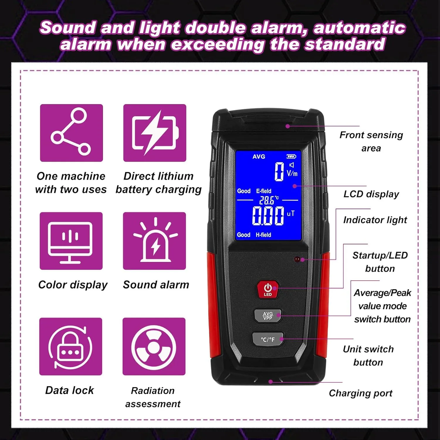 Dunzy 6 Pcs Ghost Hunting Equipment Kit Include 1 Emf Meter 1 UV Flashlight and 4 LED Light up Pet Cat Ball Ghost Investigation Paranormal Equipment for Home Office Inspections Gifts (Screen Emf)
