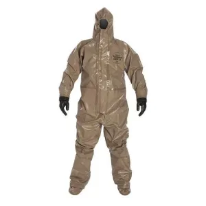 Dupont C3185TTNXL000600 CPF 3 Coverall with Respirator Fit Hood, Attached Dual Layer Gloves, Taped Seam, X-Large, Tan (Pack of 6)