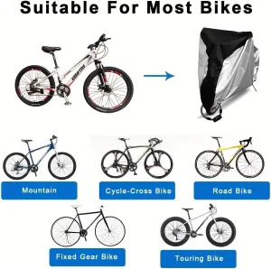 Durable Bike Shelter - Winter-Ready Bike Cover - Ice/Snow Resistant Oxford Fabric - Anti-Scratch Silver Coating - Windproof Anti-Dust Cover for Camping/Commuting Bikes,L