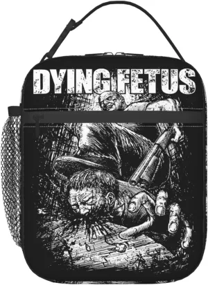 Dying Musics Fetus Band Lunch Bag Portable Insulated Lunch Box Large Capacity Tote Bag Zipper Net Pocket 10 L X 4 W X 8 H inches