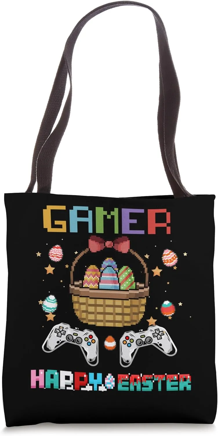 Easter Basket Gamer Video Game Controller With Easter Eggs Tote Bag