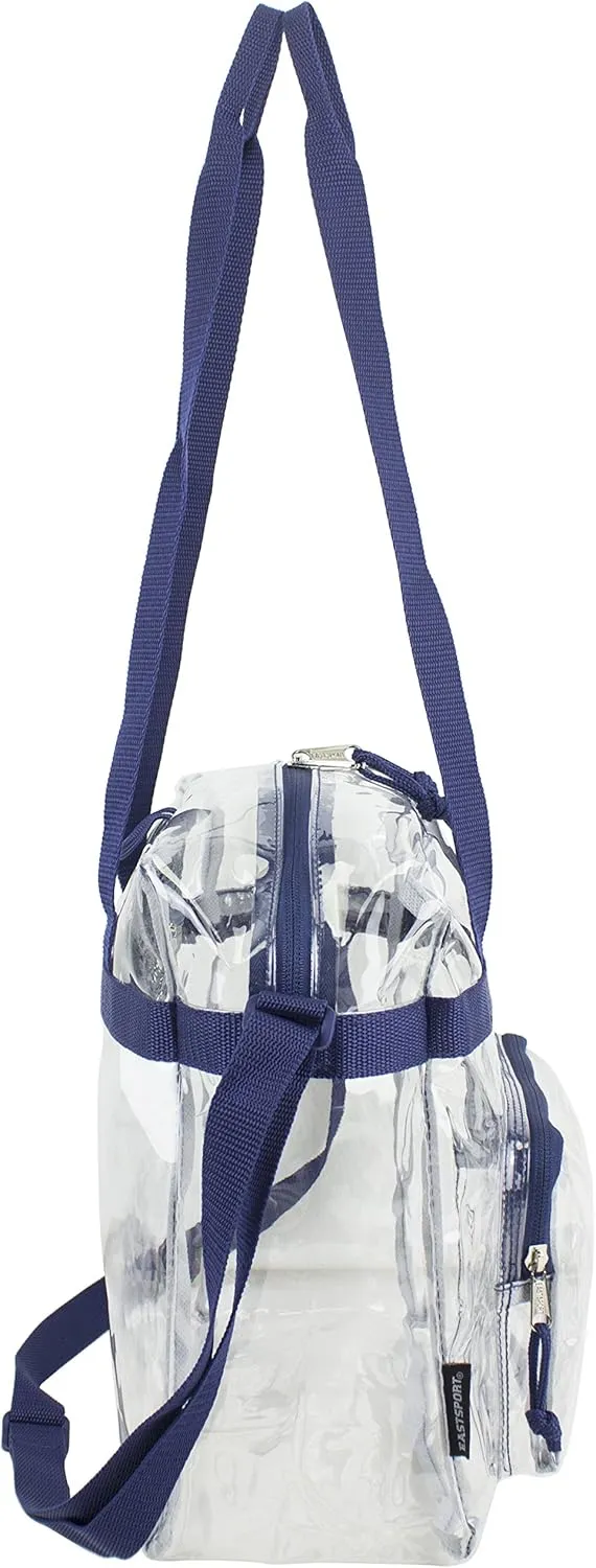 Eastsport Clear Bag Stadium Approved Tote Crossbody Shoulder Messenger Strap for Sports Concert Work Events See Through