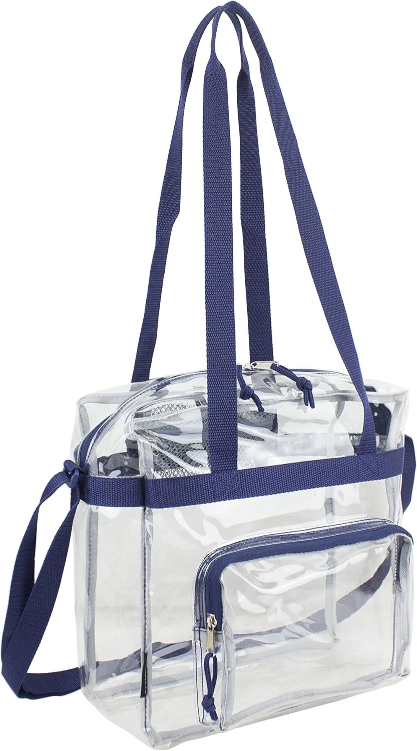 Eastsport Clear Bag Stadium Approved Tote Crossbody Shoulder Messenger Strap for Sports Concert Work Events See Through