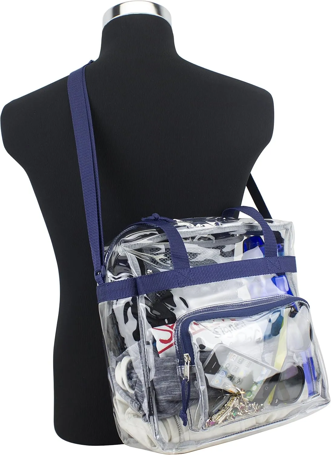 Eastsport Clear Bag Stadium Approved Tote Crossbody Shoulder Messenger Strap for Sports Concert Work Events See Through