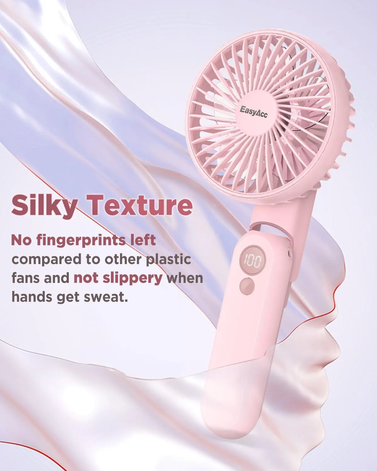 EasyAcc 3 IN 1 Hand Fan,Portable Fan for Travel,5000 Battery Handhedl Fan [Ultra Quiet Powerful]-5 Speeds/Backup Power/SOS Light/Digital Display/Lanyard- for Travel/Cruise/Summer/Concerts/Lash Pink