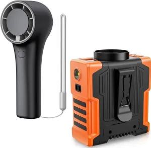 EasyAcc Handheld Portable Turbo Fan [12H Max Cooling Time] 3000mAh AI Portable Fan 10000mAh Waist Clip On Fan