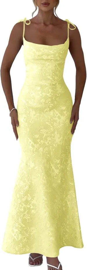 Eightale Satin Floral Jacquard Prom Dresses Mermaid Long Bodycon Formal Evening Party Gown