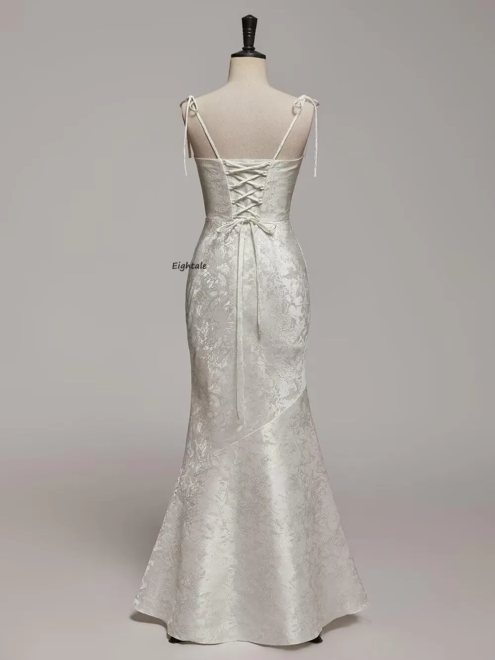 Eightale Satin Floral Jacquard Prom Dresses Mermaid Long Bodycon Formal Evening Party Gown