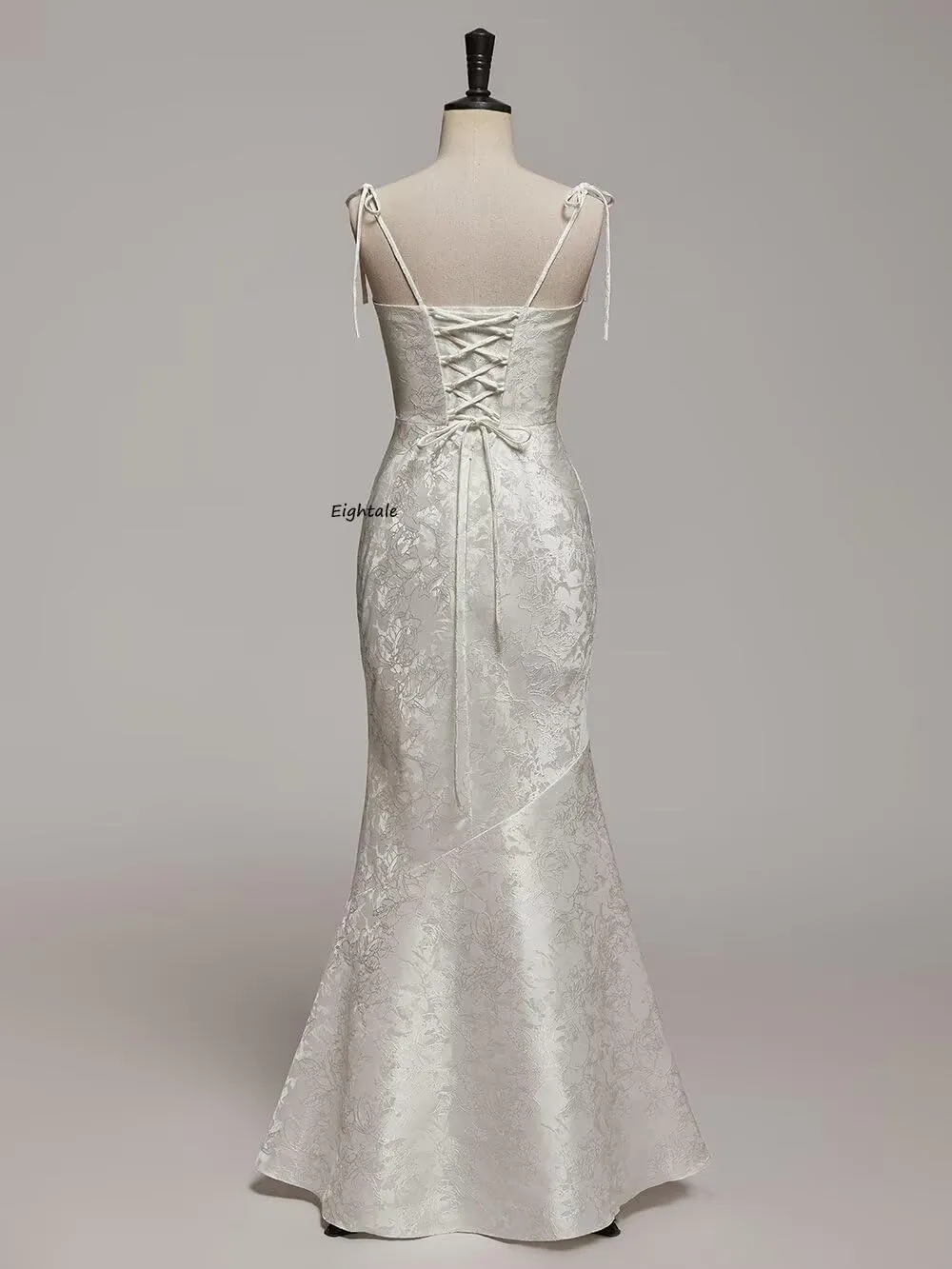 Eightale Satin Floral Jacquard Prom Dresses Mermaid Long Bodycon Formal Evening Party Gown