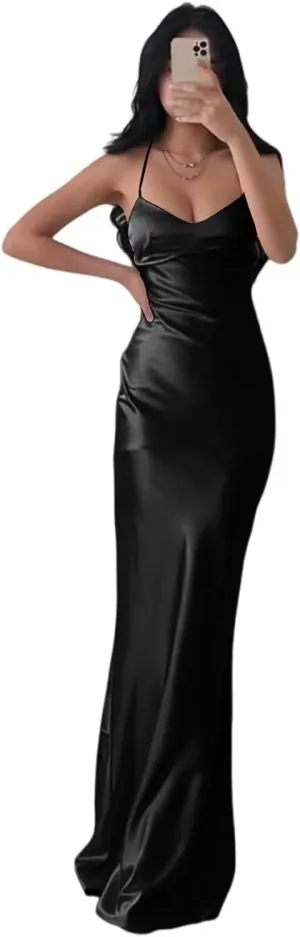 Eightale Satin Mermaid Bridesmaid Dress Bodycon Tight Backless Formal Evening Party Gowns