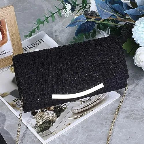 Elegant Sequin and Satin Crossbody Handbag Clutch-Free Shipping