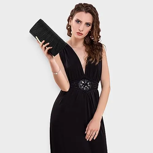 Elegant Sequin and Satin Crossbody Handbag Clutch-Free Shipping