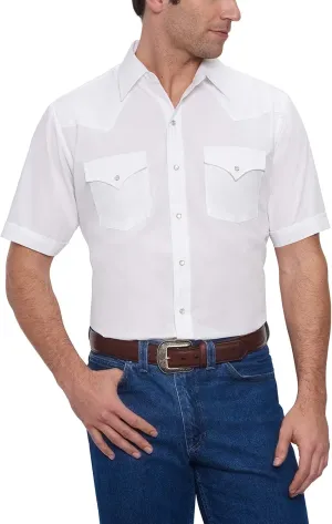 ELY CATTLEMAN mens Short Sleeve Solid Western Button Down Shirt, White, XX-Large Tall US