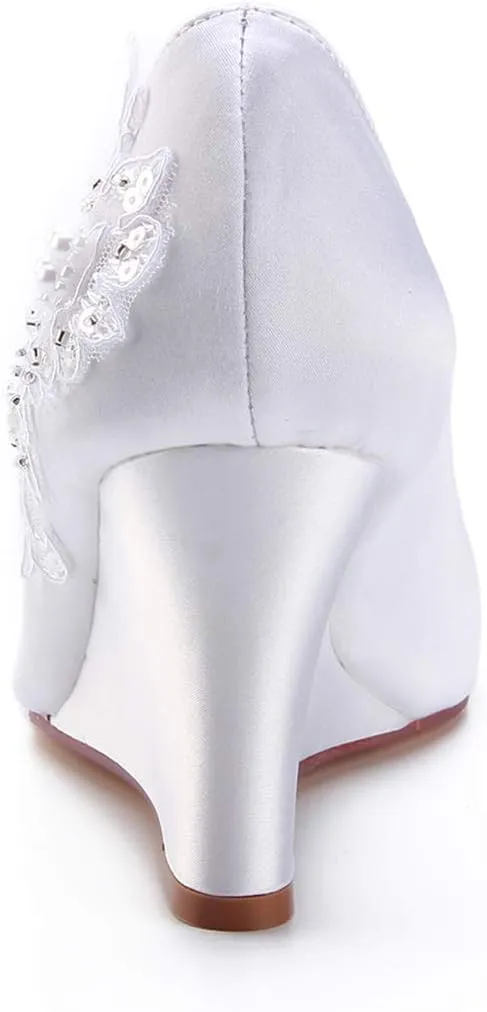 Emily Bridal Brautschuhe Mutter der Braut Schuhe Peep Toe Bow Wedge Schuhe
