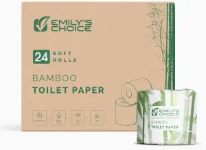 Emily's Choice Bamboo Toilet Paper, 24 Soft Rolls, 3-Ply, 200 Sheet per Roll, Tree Free Product, 100% Bamboo Pulp, Soft, TCF