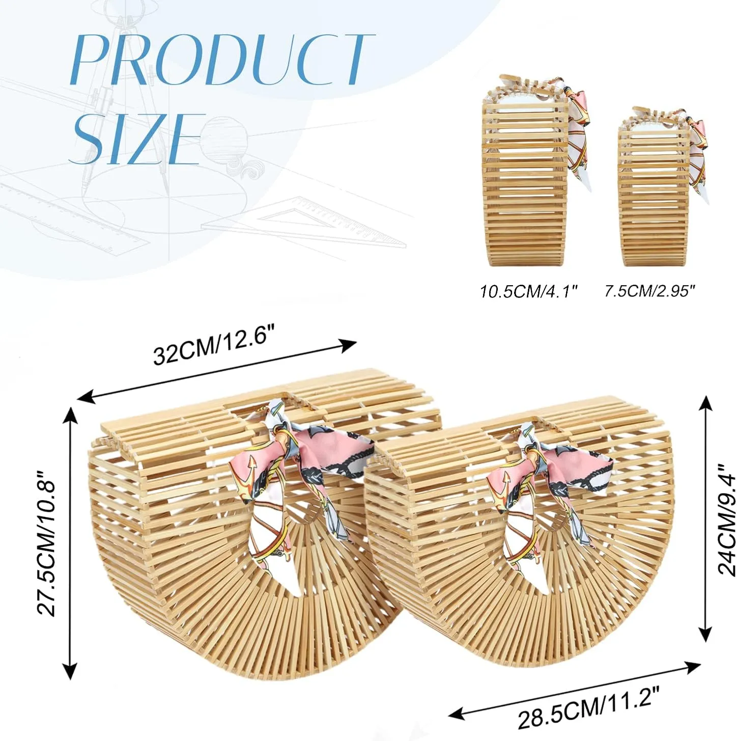Emprier Vintage Bamboo Bags for women Handmade Straw Bags Summer Beach Purses Basket Handbags