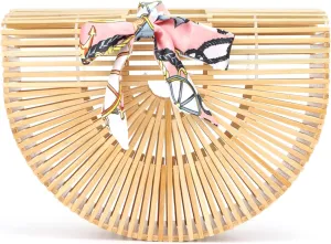 Emprier Vintage Bamboo Bags for women Handmade Straw Bags Summer Beach Purses Basket Handbags