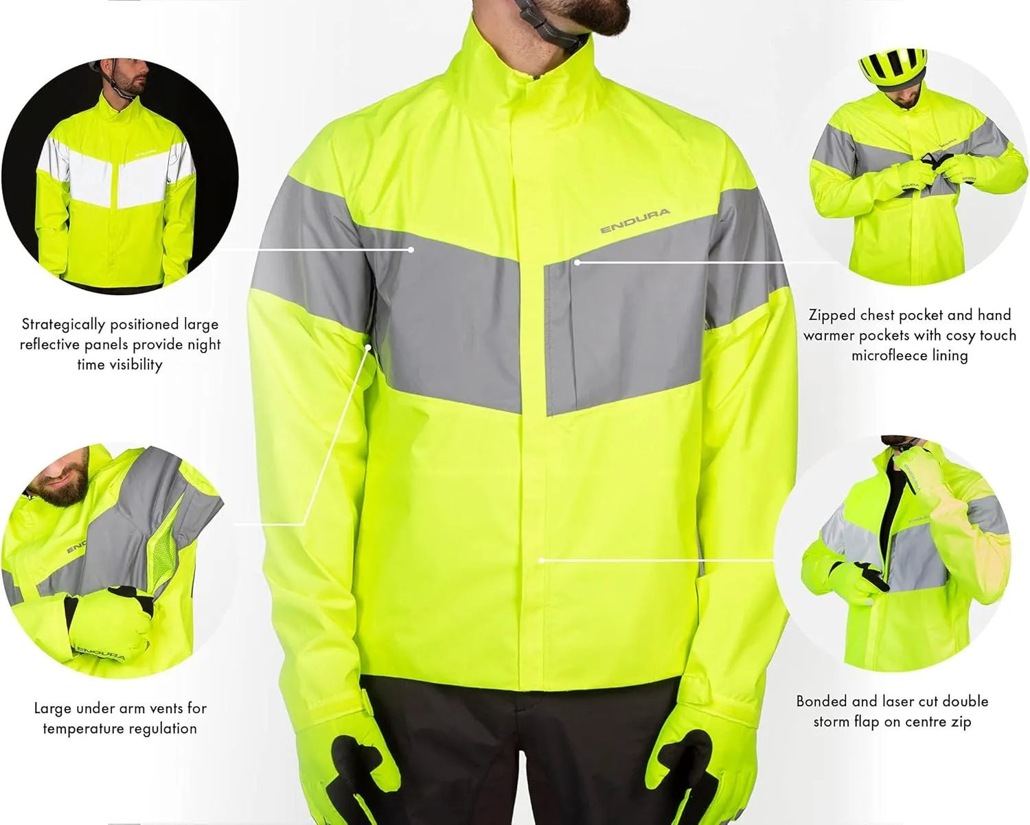 Endura Mens Urban Luminite Hi-Viz Commuter Cycling Waterproof Jacket