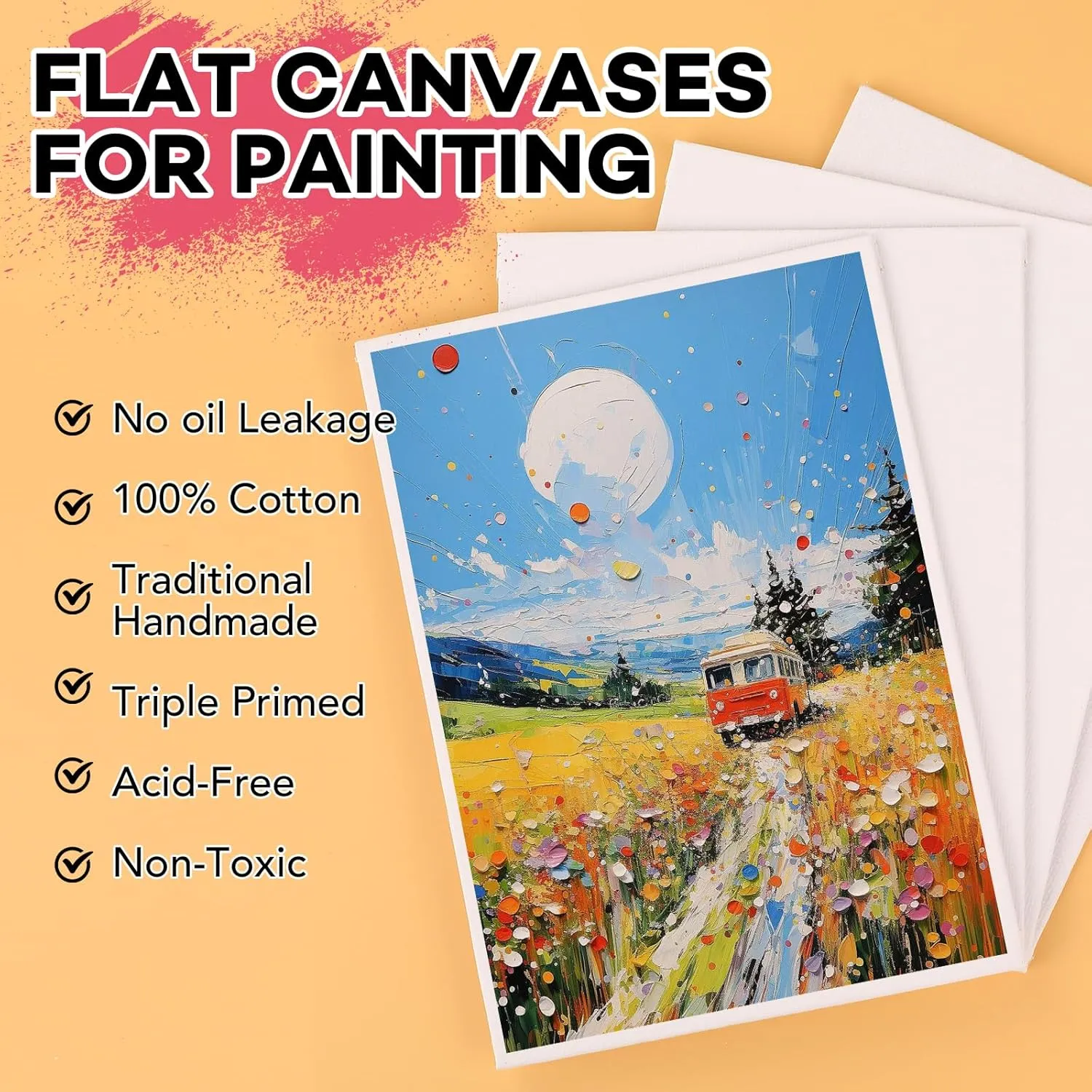 ESRICH Small Canvases for Painting 5x7IN, 96 Pack Small Canvas Boards Painting Canvas Primed Acid-Free Blank Canvas Panels for Oil Paint, Watercolor, Acrylic Paint, Gouache &Tempera.
