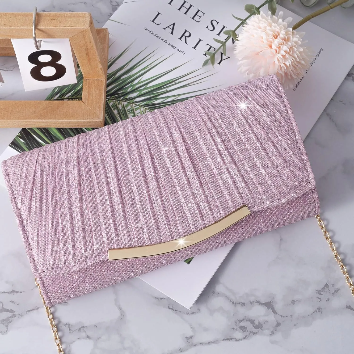 Evening Bag Clutch Purses for Women Wedding Bag Sparkling Party Handbag with Detachable Chain