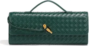 Evening Woven Crossbody Bags for Women Casual Fashion Shoulder Handbag Vegan Leather Clutch Purse