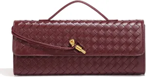 Evening Woven Crossbody Bags for Women Casual Fashion Shoulder Handbag Vegan Leather Clutch Purse