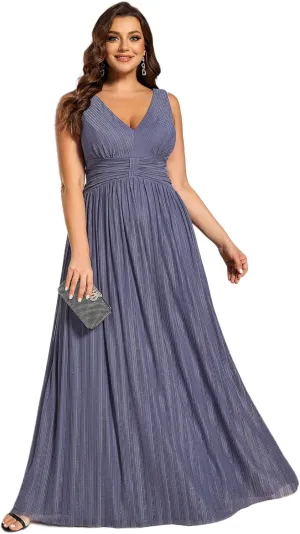 Ever-Pretty Plus Women's Plus Size Glitter Mother of The Bride Dress Pleated Sleeveless Evening Dress 02133-DAPH