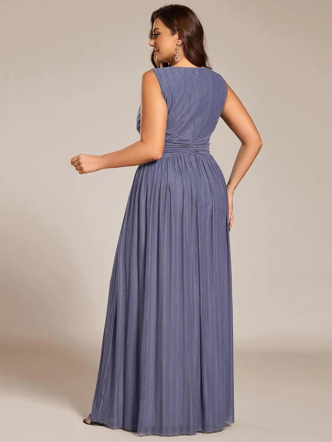 Ever-Pretty Plus Women's Plus Size Glitter Mother of The Bride Dress Pleated Sleeveless Evening Dress 02133-DAPH