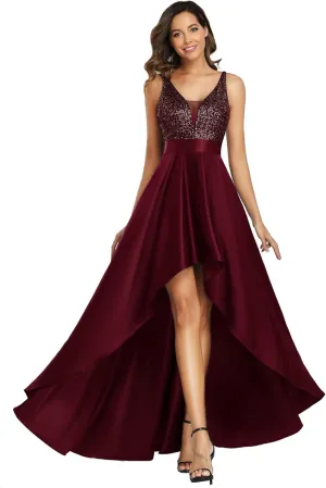 Ever-Pretty Women's Summer Glitter V-Neck A-line High-Low Semi Formal Cocktail Party Dresses 00667