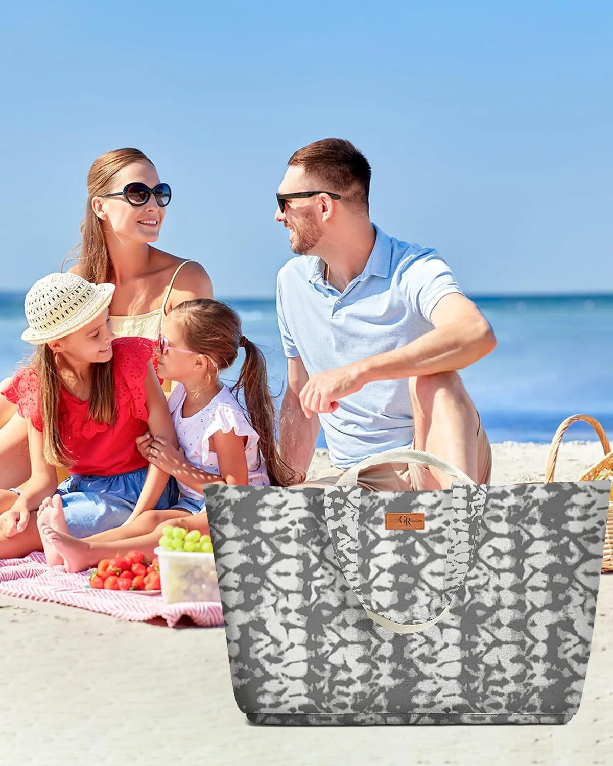 Extra Large Beach Bag for Women - Waterproof Sandproof Over-Size Carry On Beach Tote with 5 Pockets Gifts for Women
