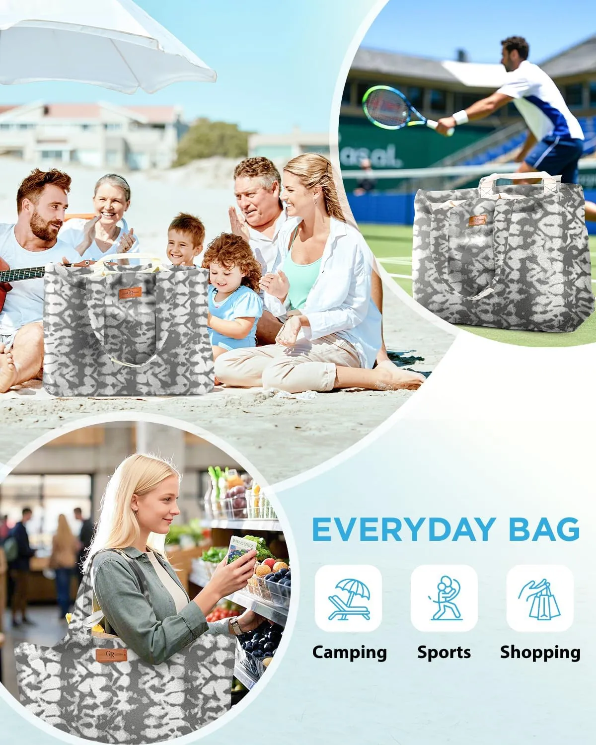 Extra Large Beach Bag for Women - Waterproof Sandproof Over-Size Carry On Beach Tote with 5 Pockets Gifts for Women