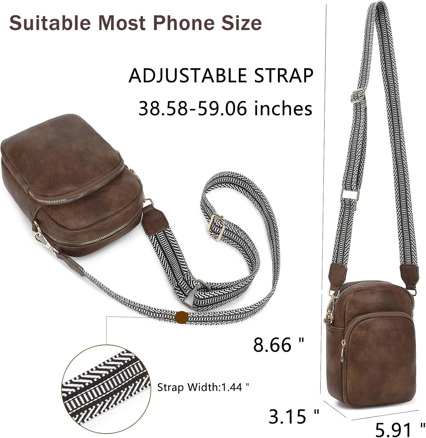 FAIME Small Clear Bag Stadium Approved, Clear Crossbody Cell Phone Purses Bag with Adjustable Strap for Concerts