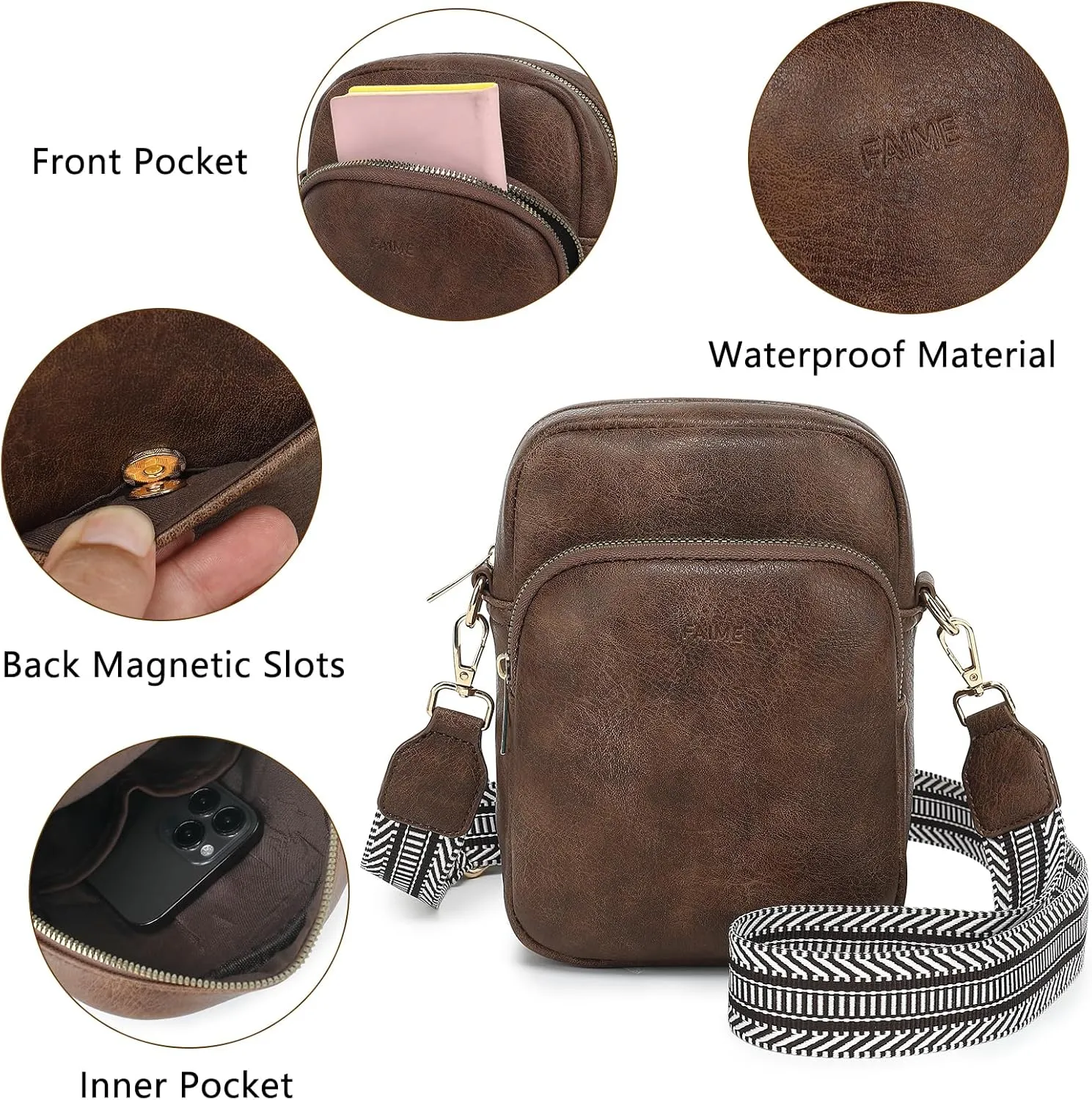 FAIME Small Clear Bag Stadium Approved, Clear Crossbody Cell Phone Purses Bag with Adjustable Strap for Concerts
