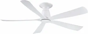 Fanimation Kute 5 Blade Flush Ceiling Fan - 13.93 Inches Tall and 52 Inches Wide - Matte White Finish - Matte White Blade Color