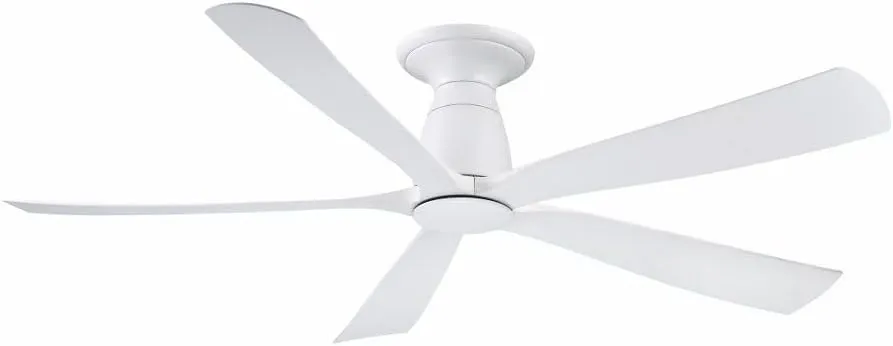 Fanimation Kute 5 Blade Flush Ceiling Fan - 13.93 Inches Tall and 52 Inches Wide - Matte White Finish - Matte White Blade Color
