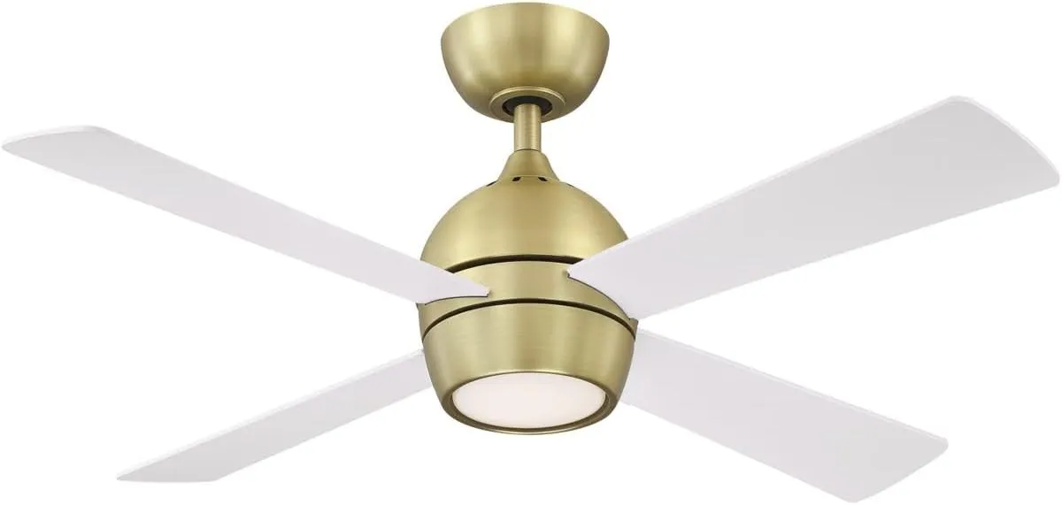 Fanimation Kwad 44 inch Indoor Ceiling Fan with LED Light Kit, Brushed Satin Brass