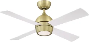Fanimation Kwad 44 inch Indoor Ceiling Fan with LED Light Kit, Brushed Satin Brass