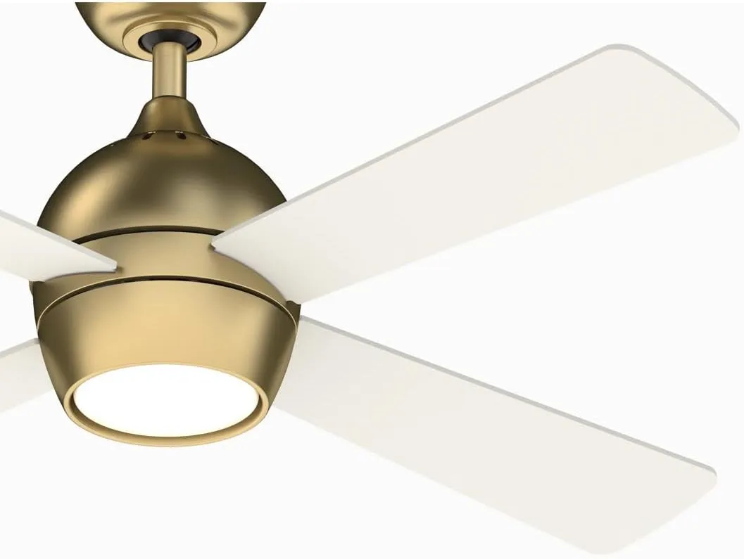 Fanimation Kwad 44 inch Indoor Ceiling Fan with LED Light Kit, Brushed Satin Brass