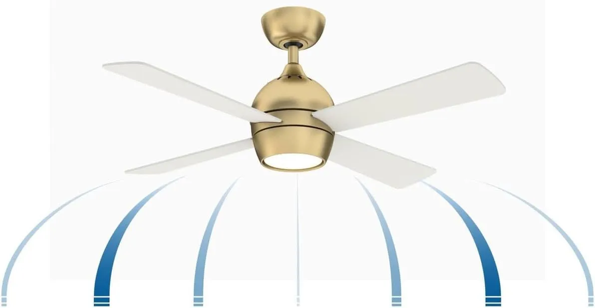 Fanimation Kwad 44 inch Indoor Ceiling Fan with LED Light Kit, Brushed Satin Brass